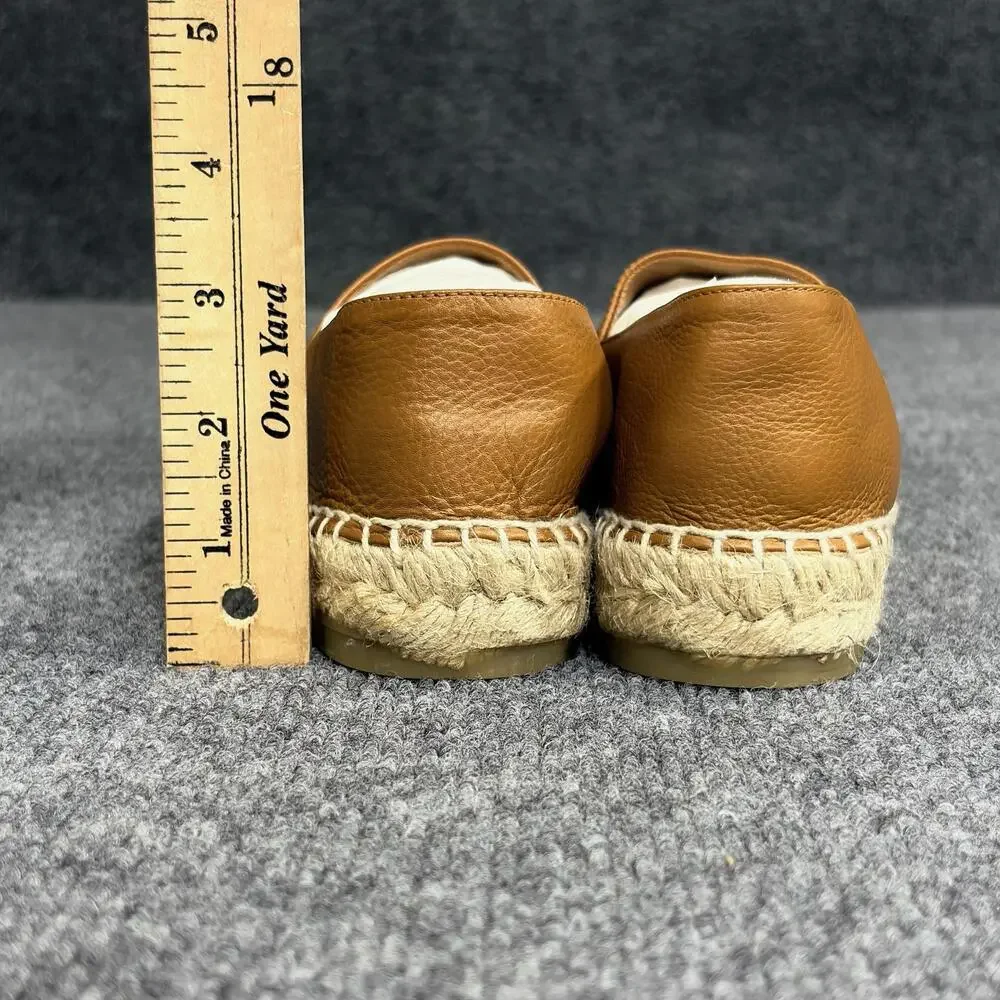 Chanel Shoes Womens 37 Brown Calfskin Espadrille Flats Slip On CC Logo Caramel